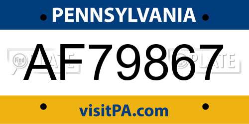 AF79867 Pennsylvania License Plate