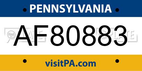 AF80883 Pennsylvania License Plate