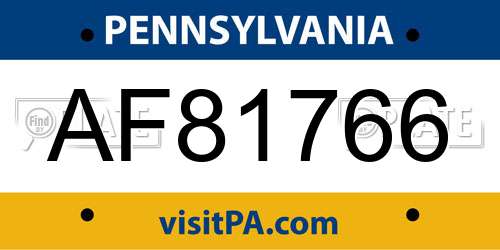 AF81766 Pennsylvania License Plate