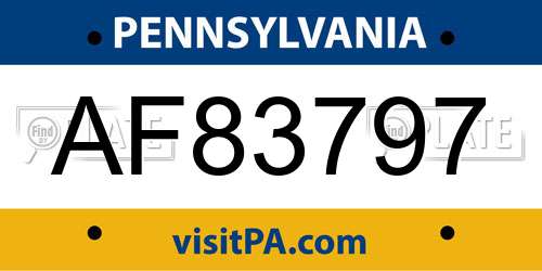 AF83797 Pennsylvania License Plate