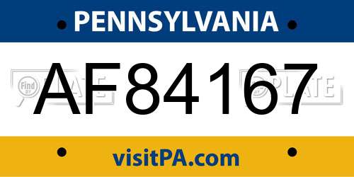AF84167 Pennsylvania License Plate