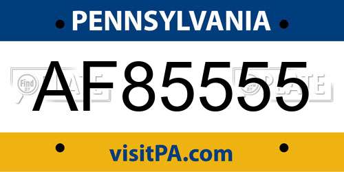 AF85555 Pennsylvania License Plate