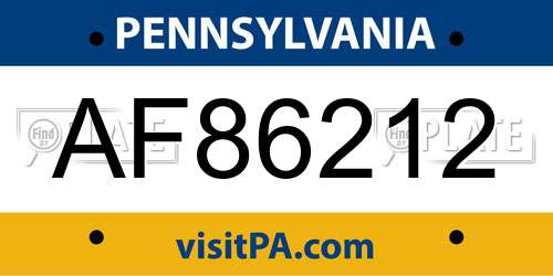 AF86212 Pennsylvania License Plate