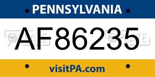 AF86235 Pennsylvania License Plate