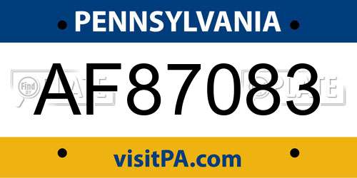 AF87083 Pennsylvania License Plate