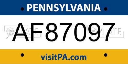 AF87097 Pennsylvania License Plate