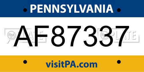 AF87337 Pennsylvania License Plate