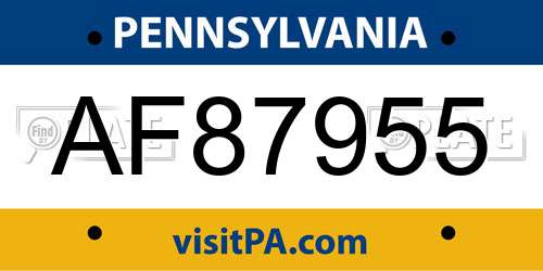 AF87955 Pennsylvania License Plate