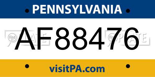 AF88476 Pennsylvania License Plate