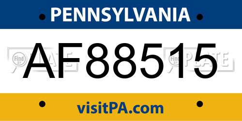 AF88515 Pennsylvania License Plate