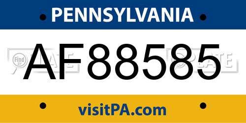 AF88585 Pennsylvania License Plate