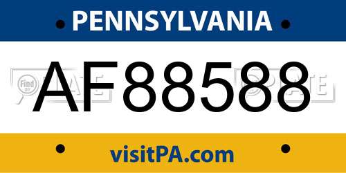 AF88588 Pennsylvania License Plate