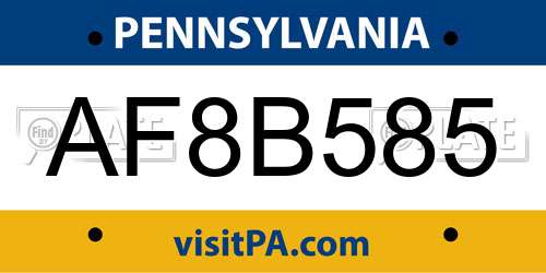 AF8B585 Pennsylvania License Plate