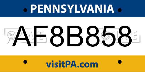 AF8B858 Pennsylvania License Plate