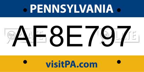 AF8E797 Pennsylvania License Plate