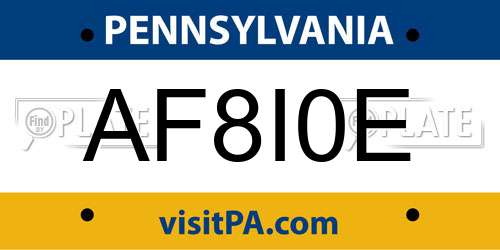AF8I0E Pennsylvania License Plate