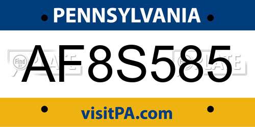 AF8S585 Pennsylvania License Plate