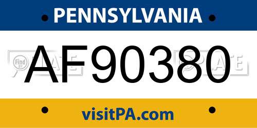 AF90380 Pennsylvania License Plate