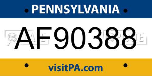 AF90388 Pennsylvania License Plate