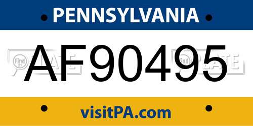 AF90495 Pennsylvania License Plate