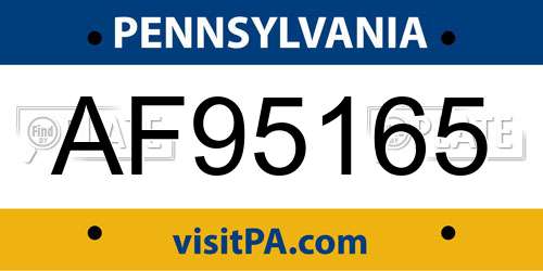 AF95165 Pennsylvania License Plate