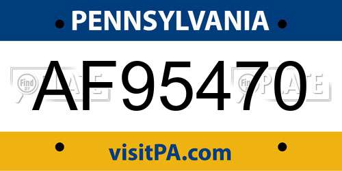 AF95470 Pennsylvania License Plate