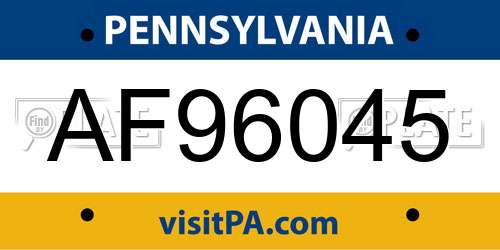AF96045 Pennsylvania License Plate