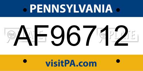AF96712 Pennsylvania License Plate