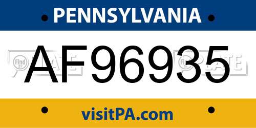 AF96935 Pennsylvania License Plate