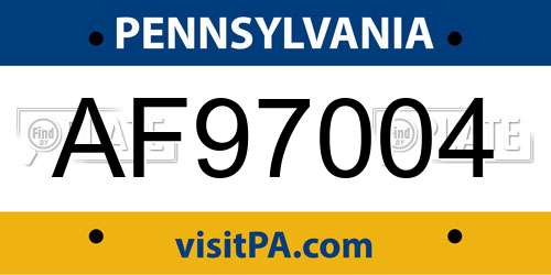AF97004 Pennsylvania License Plate