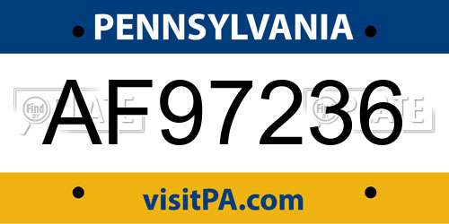 AF97236 Pennsylvania License Plate