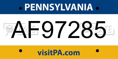 AF97285 Pennsylvania License Plate