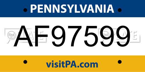 AF97599 Pennsylvania License Plate