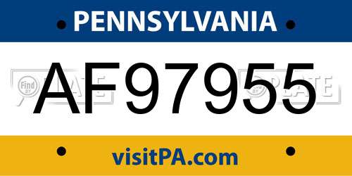AF97955 Pennsylvania License Plate