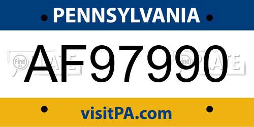 AF97990 Pennsylvania License Plate