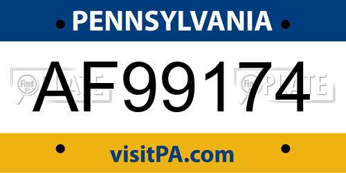 AF99174 Pennsylvania License Plate