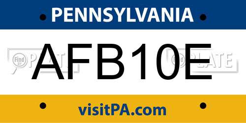 AFB10E Pennsylvania License Plate
