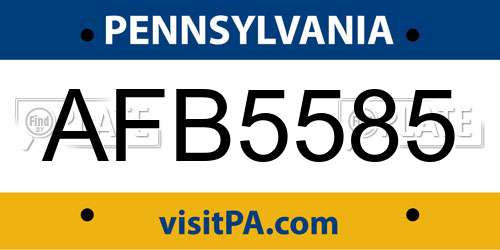 AFB5585 Pennsylvania License Plate