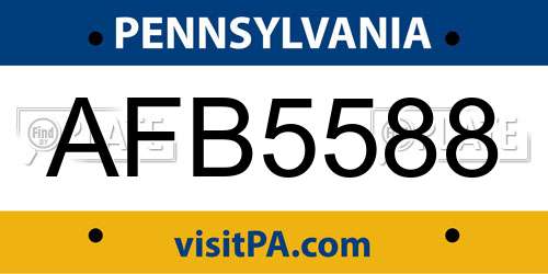 AFB5588 Pennsylvania License Plate