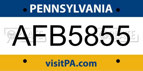 AFB5855 Pennsylvania License Plate