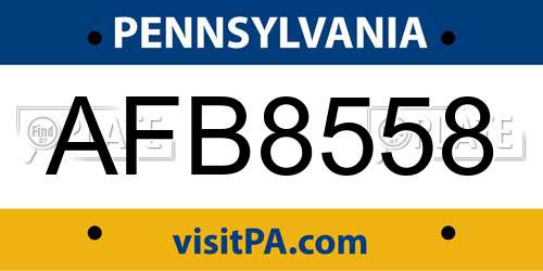 AFB8558 Pennsylvania License Plate