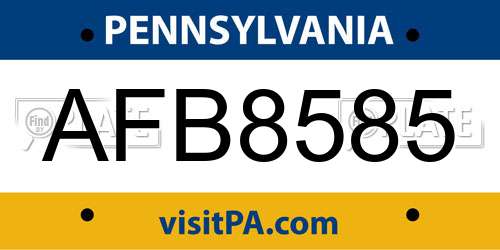 AFB8585 Pennsylvania License Plate