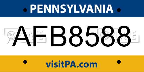 AFB8588 Pennsylvania License Plate