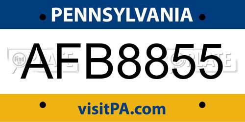 AFB8855 Pennsylvania License Plate