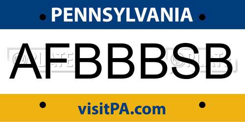 AFBBBSB Pennsylvania License Plate