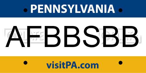 AFBBSBB Pennsylvania License Plate
