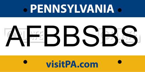 AFBBSBS Pennsylvania License Plate