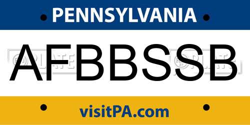 AFBBSSB Pennsylvania License Plate