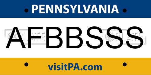 AFBBSSS Pennsylvania License Plate