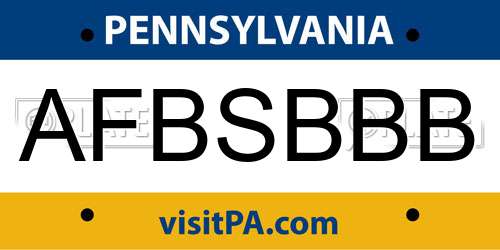 AFBSBBB Pennsylvania License Plate